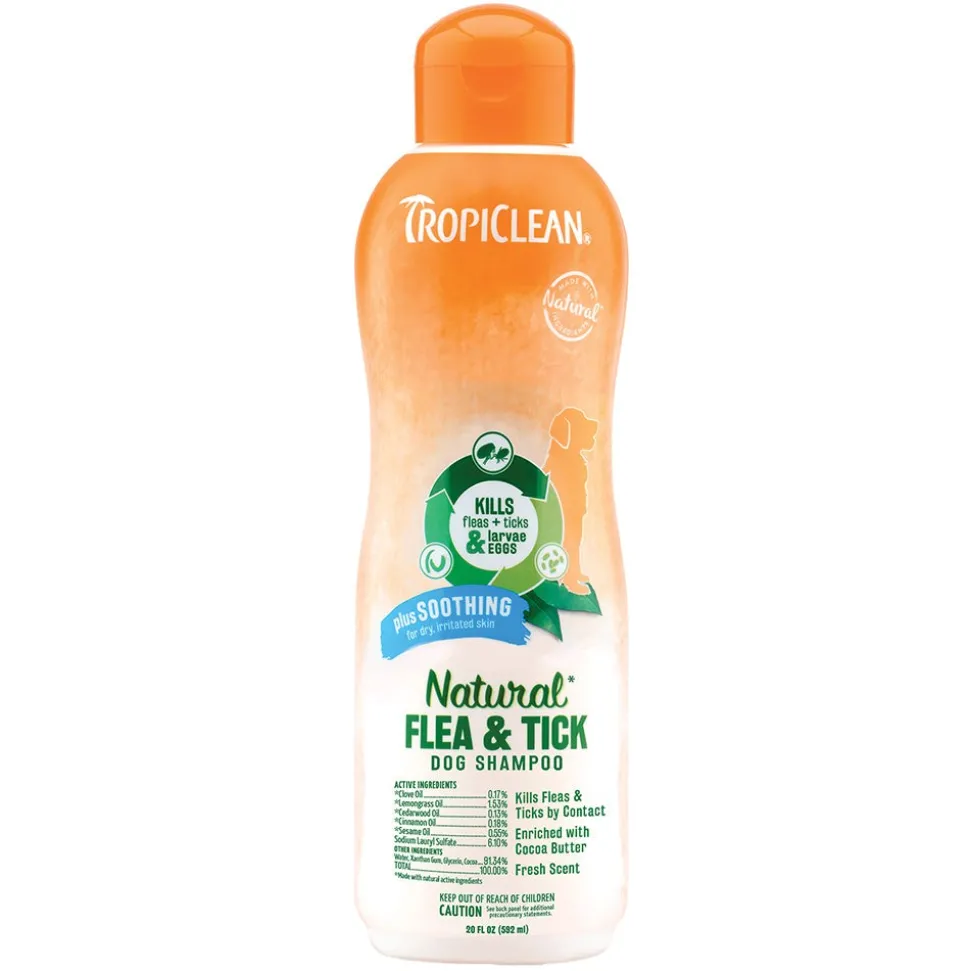 TropiClean Natural Flea & Tick Soothing Shampoo for Dogs 20-oz
