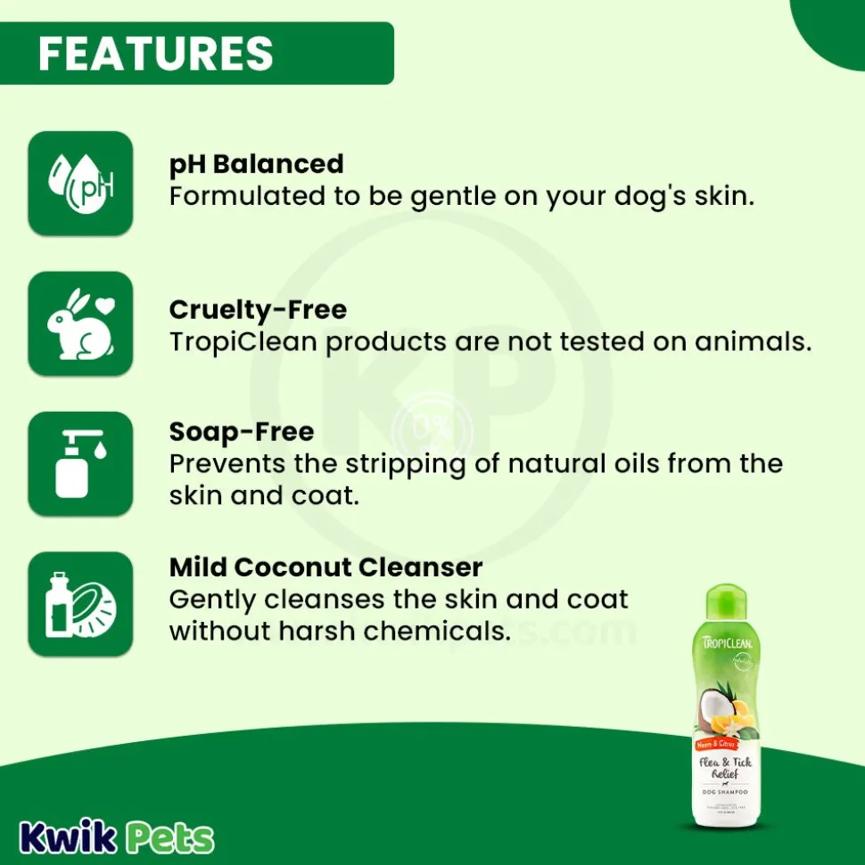 TropiClean Neem & Citrus Flea & Tick Relief Shampoo for Dogs 20-oz