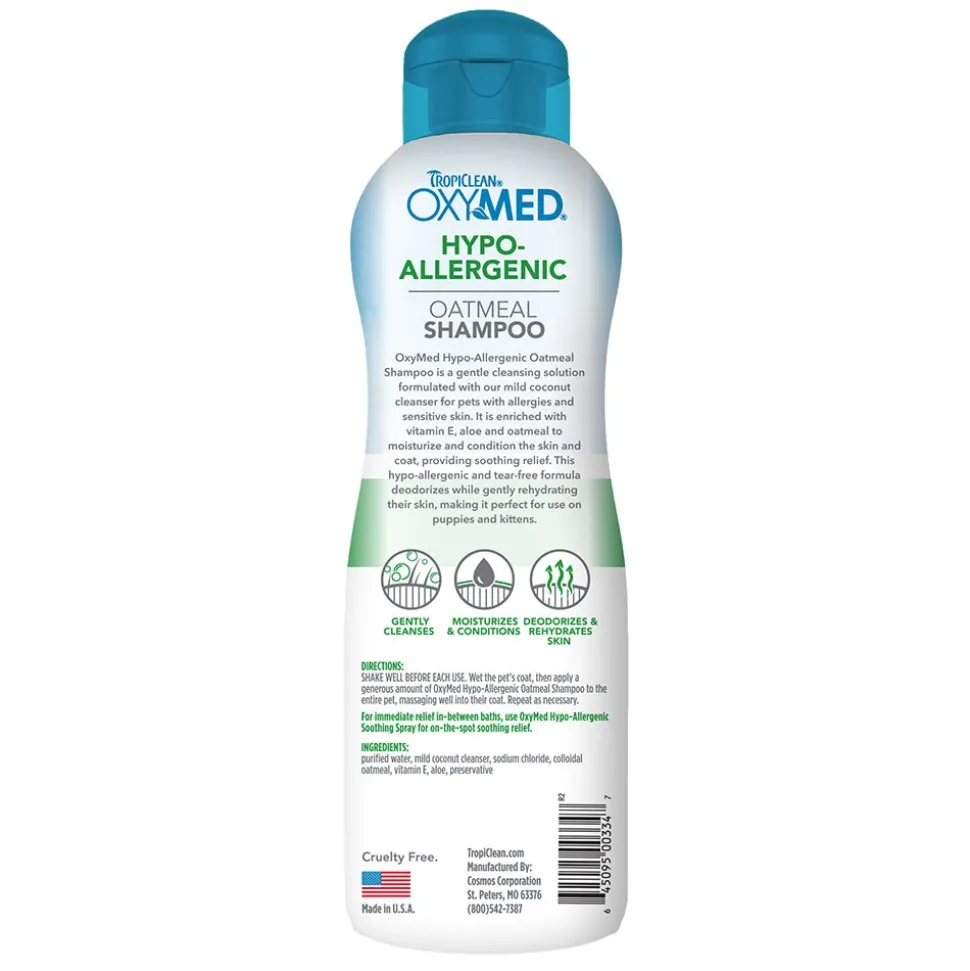 TropiClean OxyMed Hypoallergenic Oatmeal Shampoo for Dogs & Cats 20-oz
