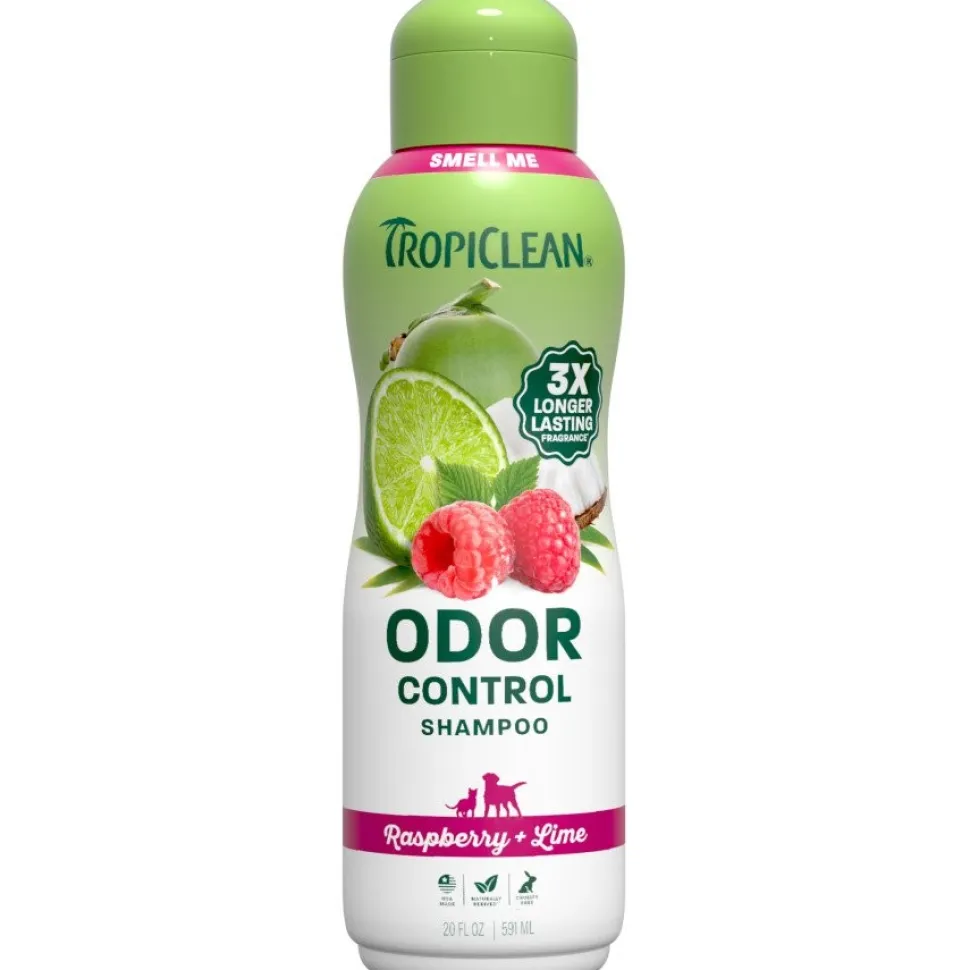 TropiClean Raspberry + Lime Odor Control Shampoo for Dogs & Cats 20-oz