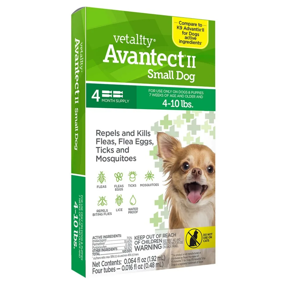 Vetality Avantect II Flea & Tick for Small Dogs 4-10 lbs 4 Count 0.064-oz