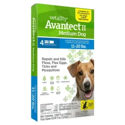 Vetality Avantect II Flea & Tick for Medium Dogs 11-20 lbs 4 Count 0.164-oz
