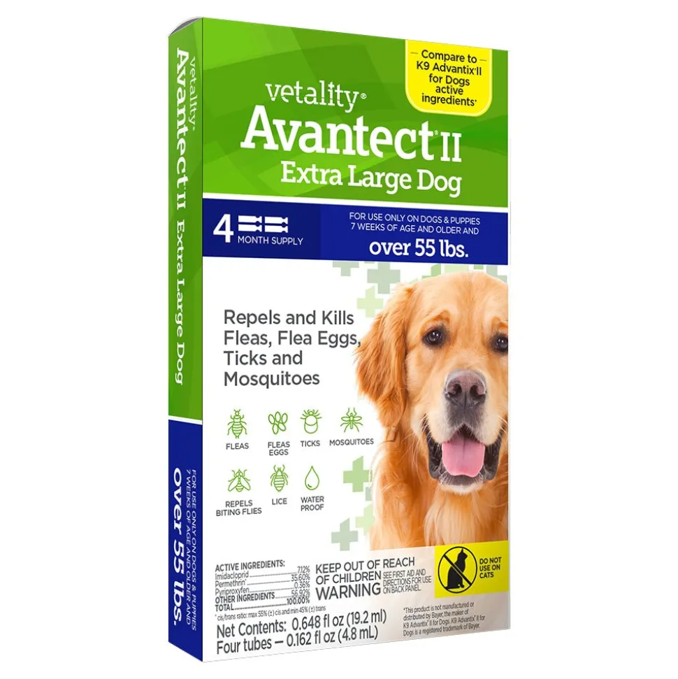 Vetality Avantect II Flea & Tick for Extra Large Dogs over 55 lbs 4 Count 0.648-oz