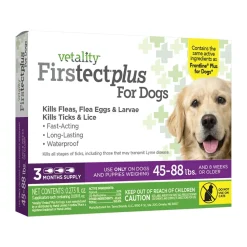 Vetality Firstect Plus Flea & Tick for Large Dogs 45-88 lbs 3 Count