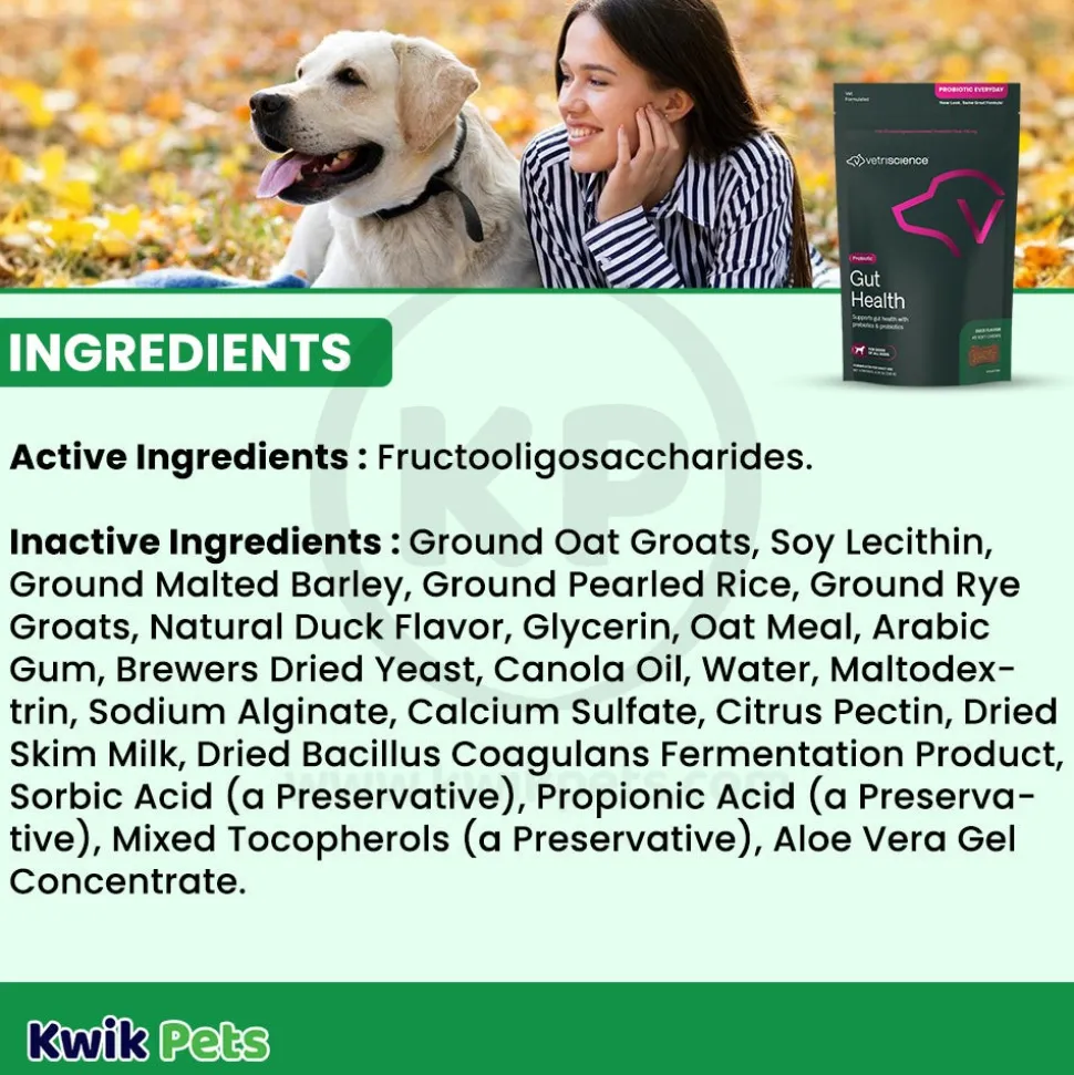 VetriScience Probiotic Everyday Dog Chews Duck Flavor 45 Count