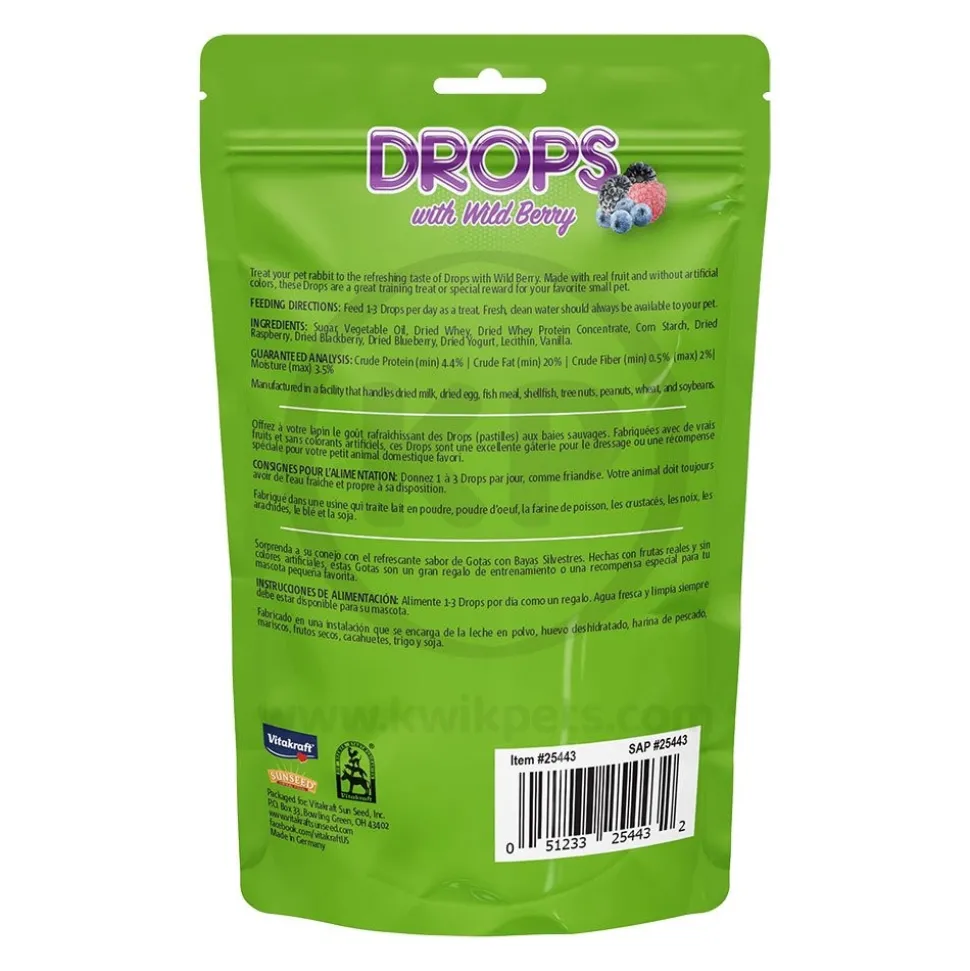 Vitakraft Drops With Wildberry Crunchy Treats for Rabbits 5.3-oz