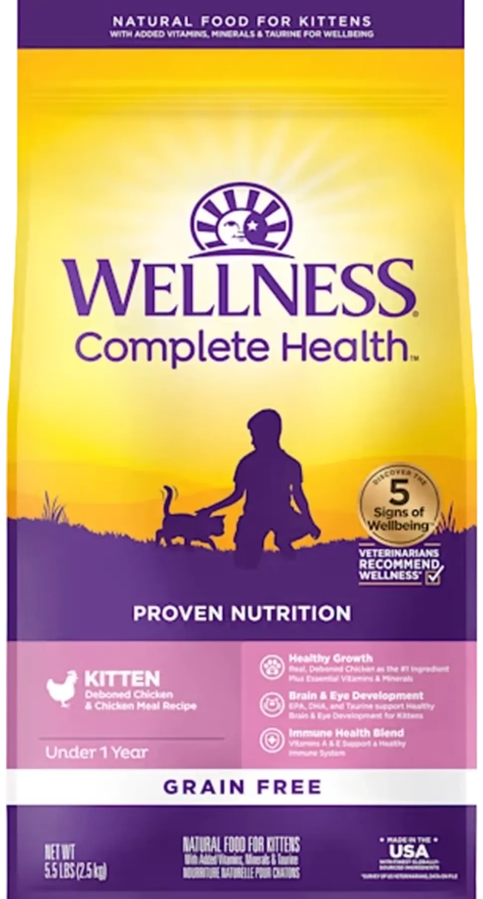 Wellness Complete Health Grain-Free Kitten Dry Cat Food Deboned Chicken & Chicken Meal Recipe 5.5-lb