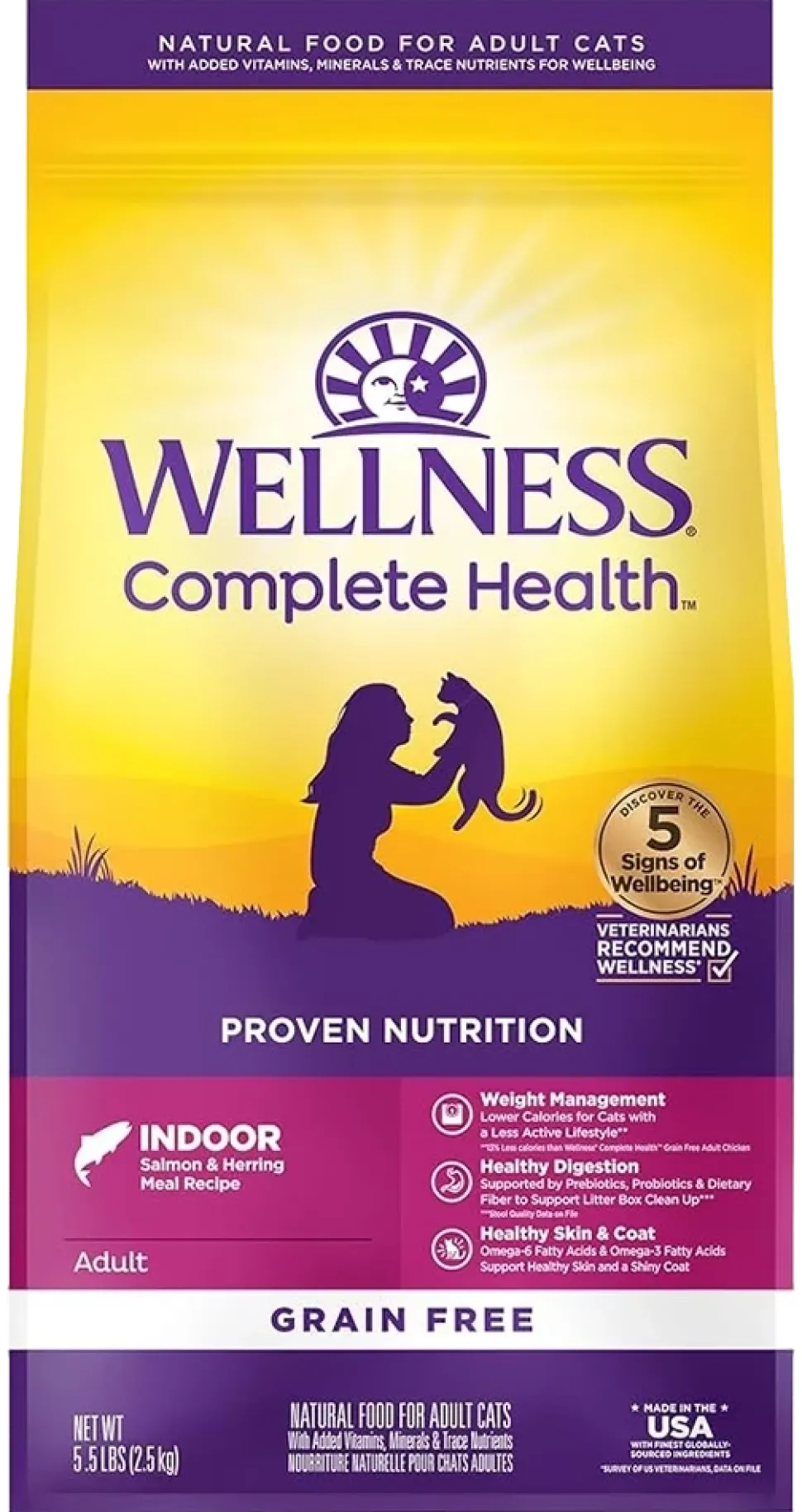 Wellness Complete Health Grain-Free Indoor Adult Dry Cat Food Salmon & Herring Meal Recipe 5.5-lb