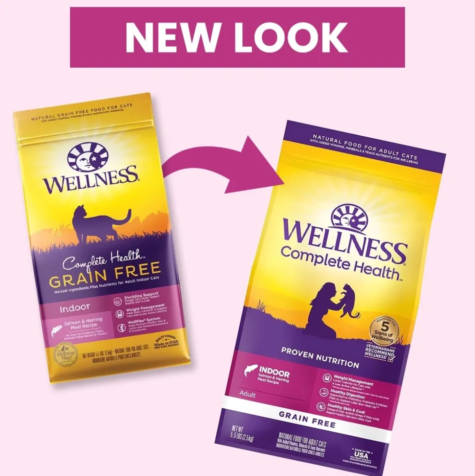 Wellness Complete Health Grain-Free Indoor Adult Dry Cat Food Salmon & Herring Meal Recipe 5.5-lb