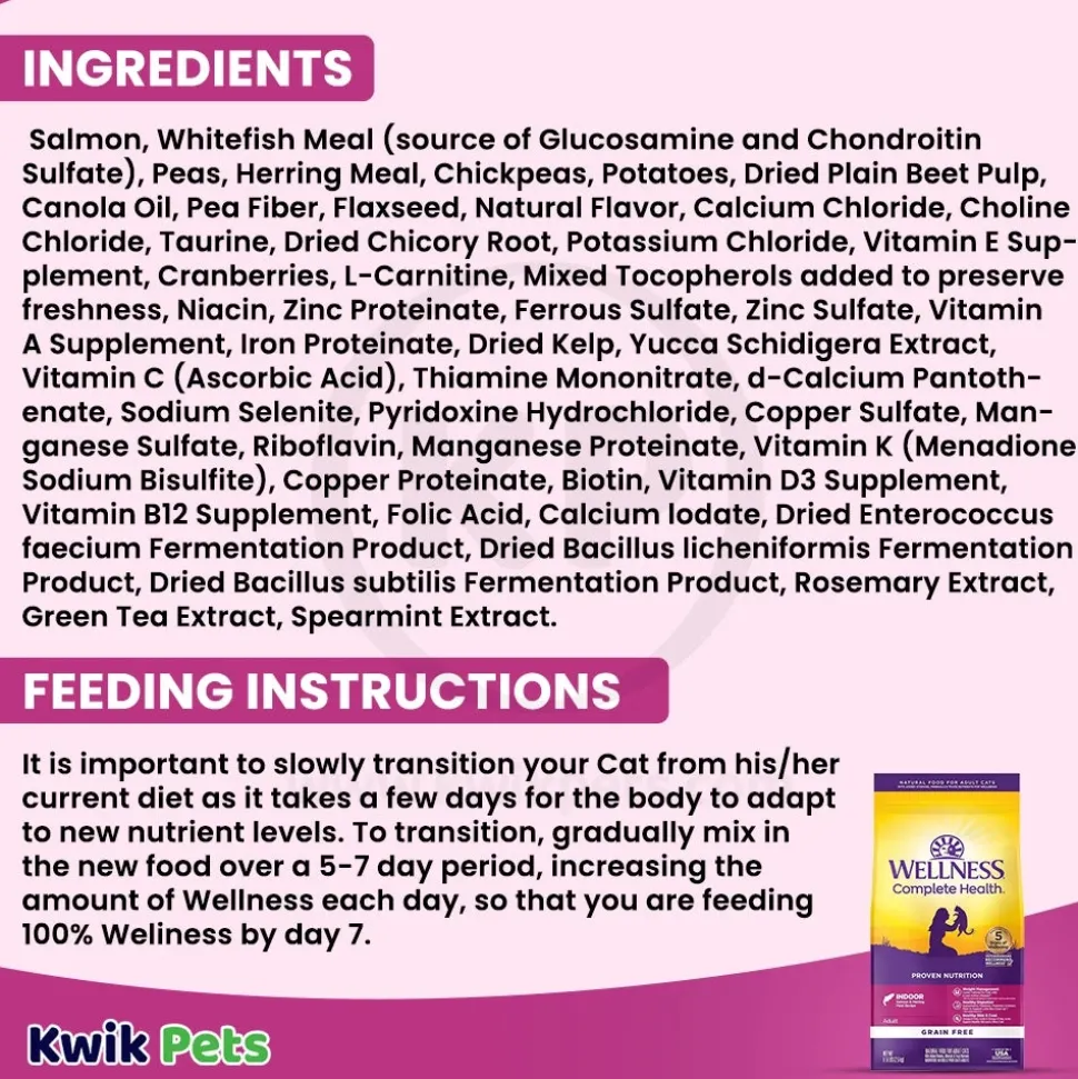 Wellness Complete Health Grain-Free Indoor Adult Dry Cat Food Salmon & Herring Meal Recipe 5.5-lb