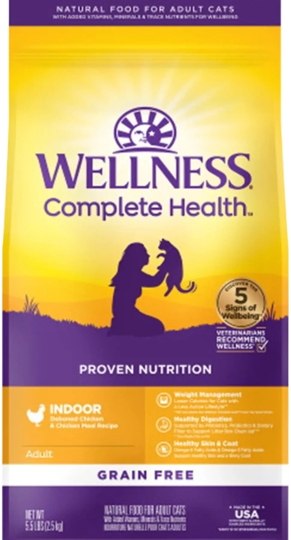 Wellness Complete Health Grain-Free Indoor Adult Dry Cat Food Deboned Chicken & Chicken Meal Recipe 5.5-lb