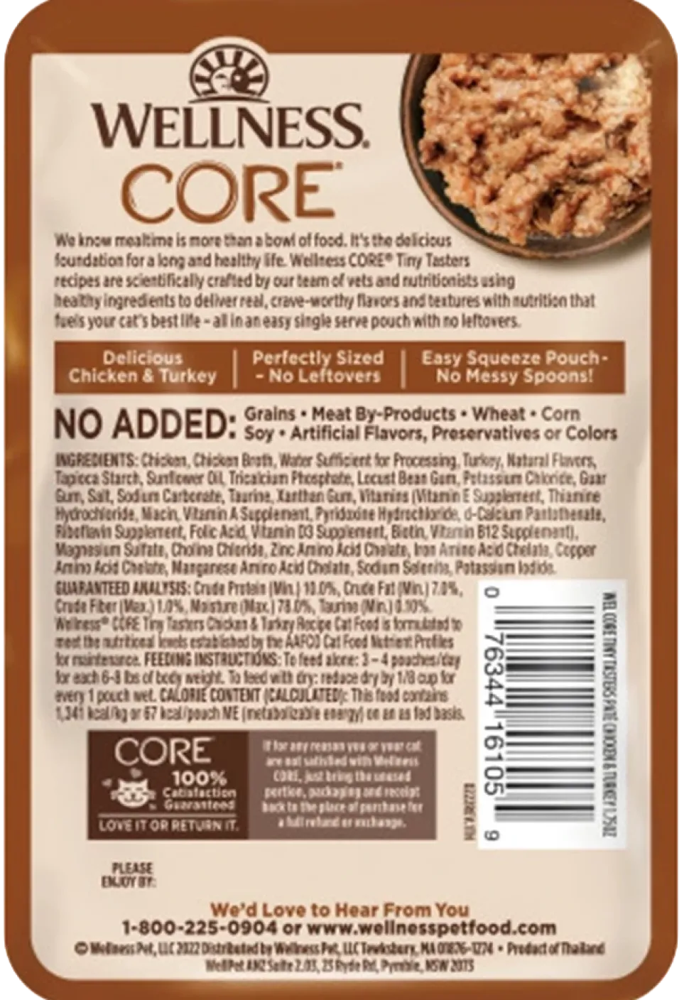 Wellness CORE Tiny Tasters Grain-Free Pate Wet Cat Food Chicken & Turkey 1.75-oz