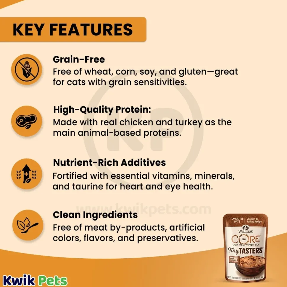 Wellness CORE Tiny Tasters Grain-Free Pate Wet Cat Food Chicken & Turkey 1.75-oz