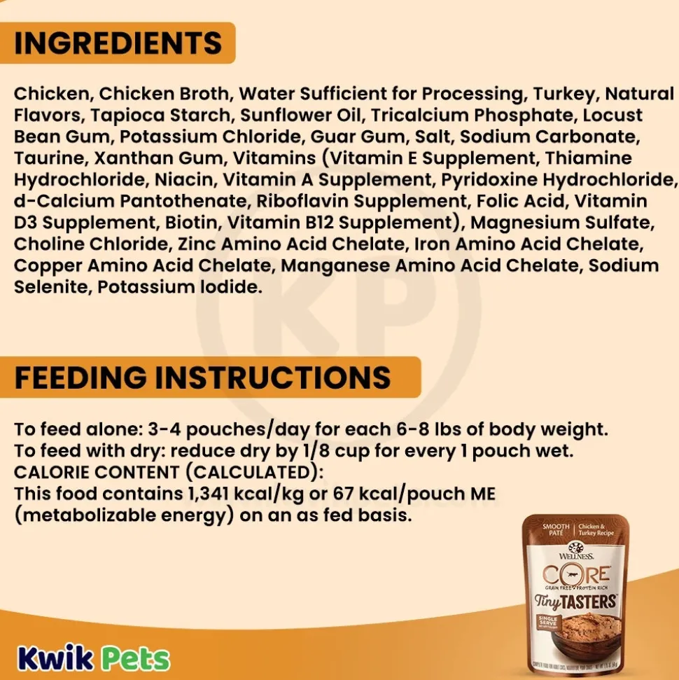 Wellness CORE Tiny Tasters Grain-Free Pate Wet Cat Food Chicken & Turkey 1.75-oz