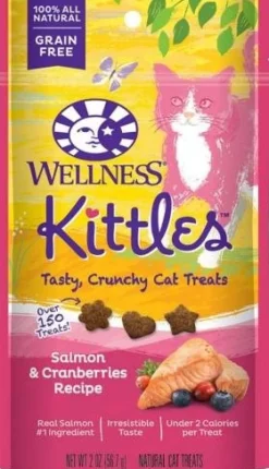 Wellness Kittles Natural Grain-Free Crunchy Cat Treats Salmon & Cranberries Recipe 2-oz