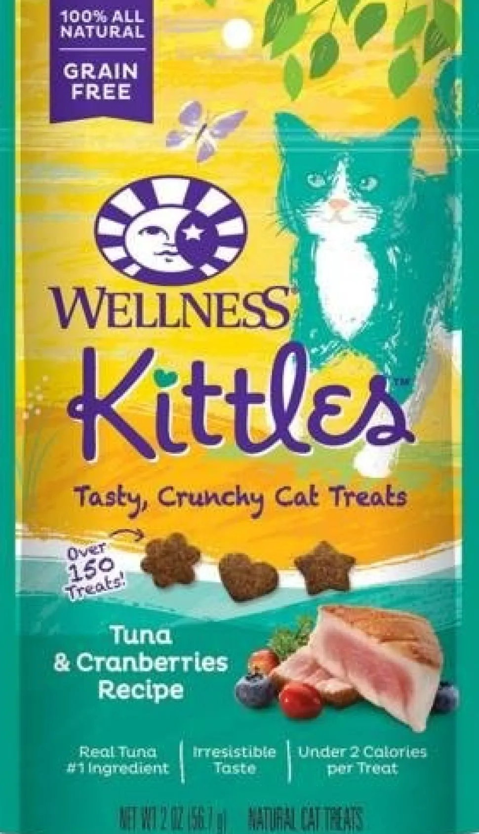 Wellness Kittles Natural Grain-Free Crunchy Cat Treats Tuna & Cranberries Recipe 2-oz