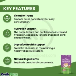 Wellness Puree Natural Grain-Free Lickable Cat Treats Duck 6 Count 2.53-oz