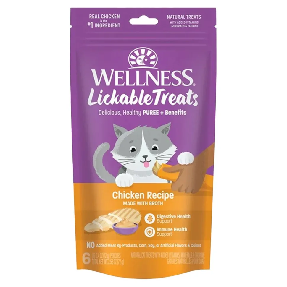 Wellness Puree Natural Grain-Free Lickable Cat Treats Chicken 6 Count 2.53-oz