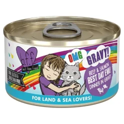 Weruva B.F.F. OMG Beef & Salmon Best Day Eva! Dinner in Gravy Wet Cat Food 2.8-oz