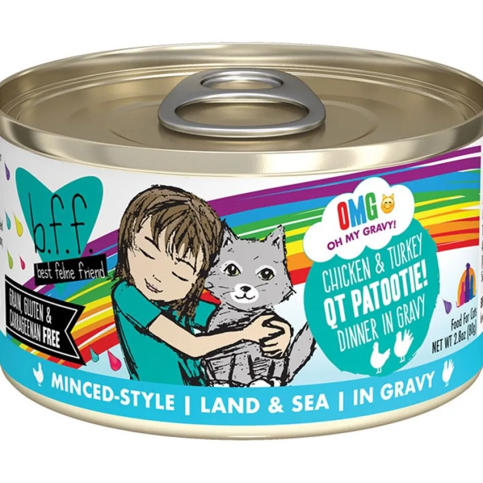 Weruva B.F.F. OMG Chicken & Turkey QT Patootie! Dinner in Gravy Wet Cat Food 2.8-oz