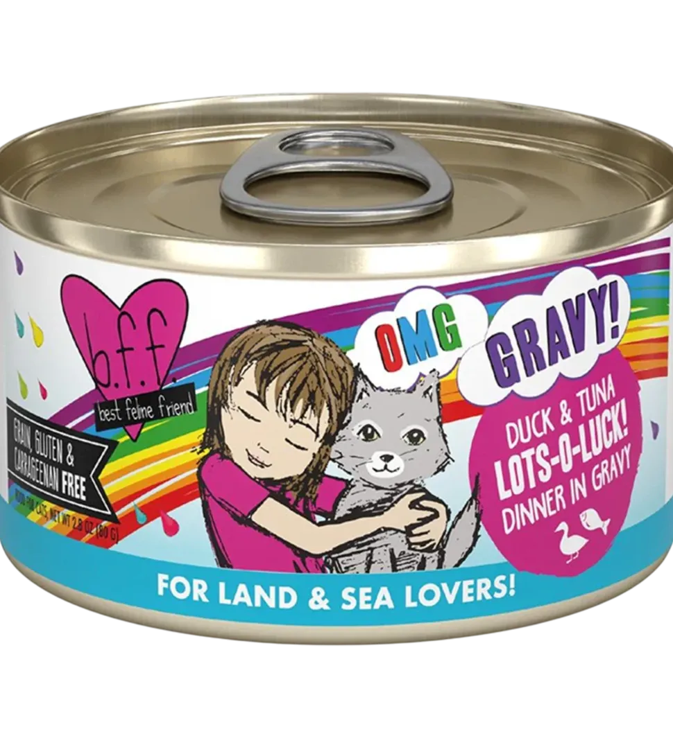 Weruva B.F.F. OMG Duck & Tuna Lots-O-Luck! Dinner in Gravy Wet Cat Food 2.8-oz