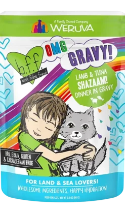 Weruva B.F.F. OMG Lamb & Tuna Shazaam! Dinner in Gravy Wet Cat Food Pouches 2.8-oz
