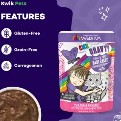 Weruva B.F.F. OMG Tuna & Beef Baby Cakes Dinner in Gravy Wet Cat Food Pouches 3-oz