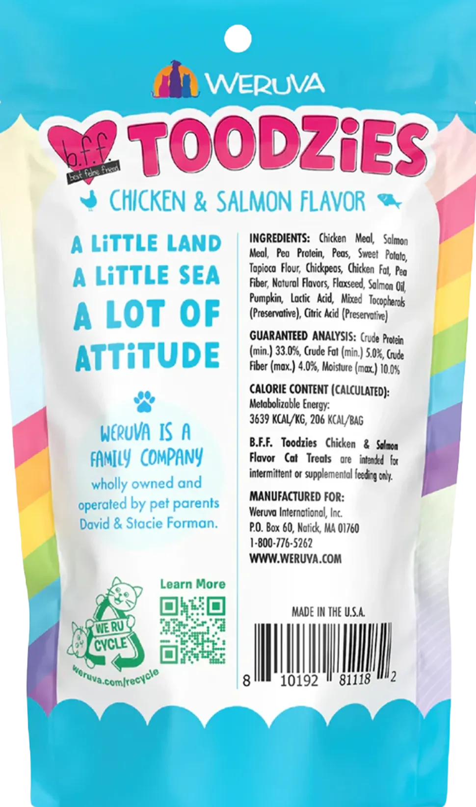 Weruva B.F.F. Toodzies Crunchy Chicken & Salmon Cat Treats 2-oz