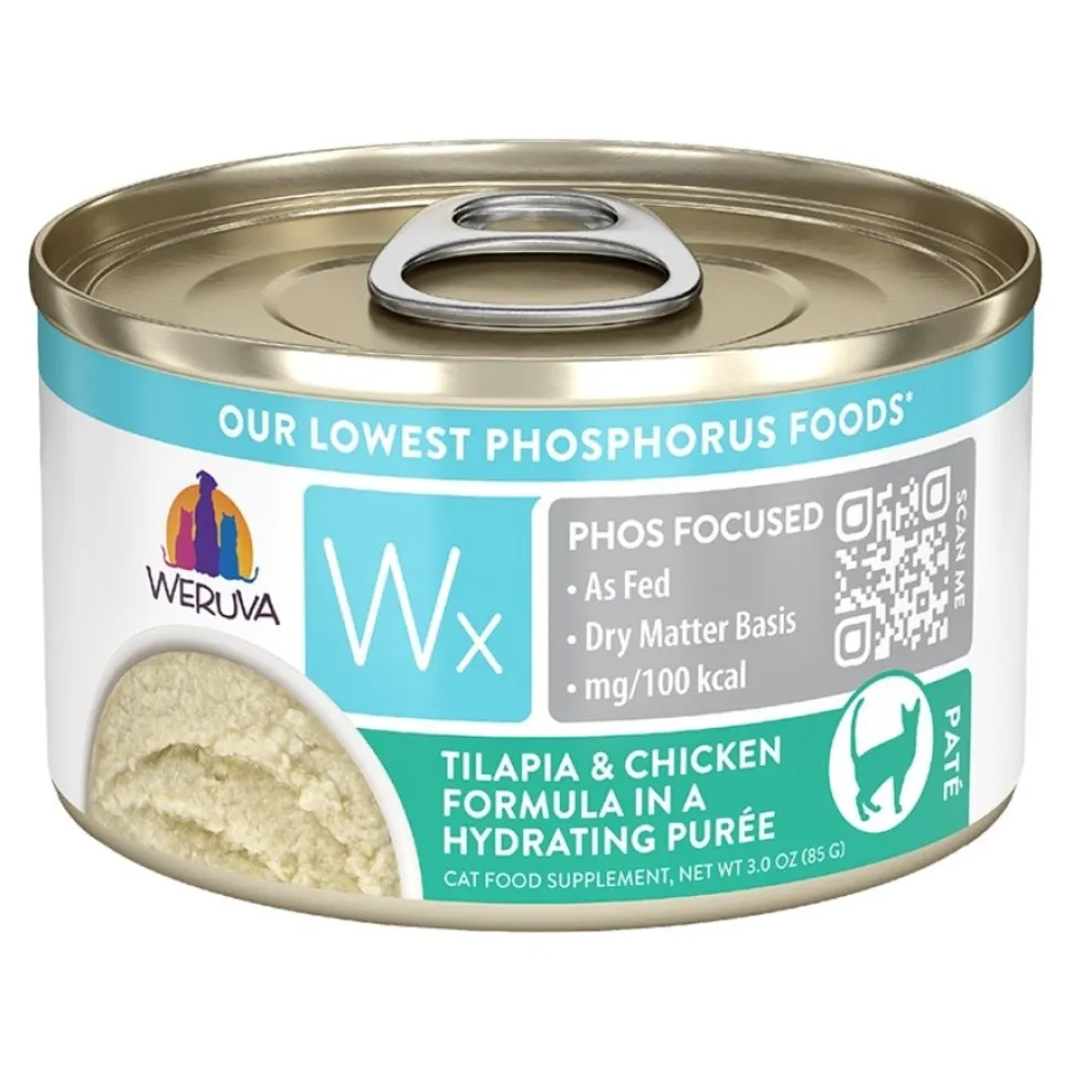 Weruva Wx Phos Focused Wet Cat Food Chicken & Tilapia Formula in a Hydrating Purée 3-oz