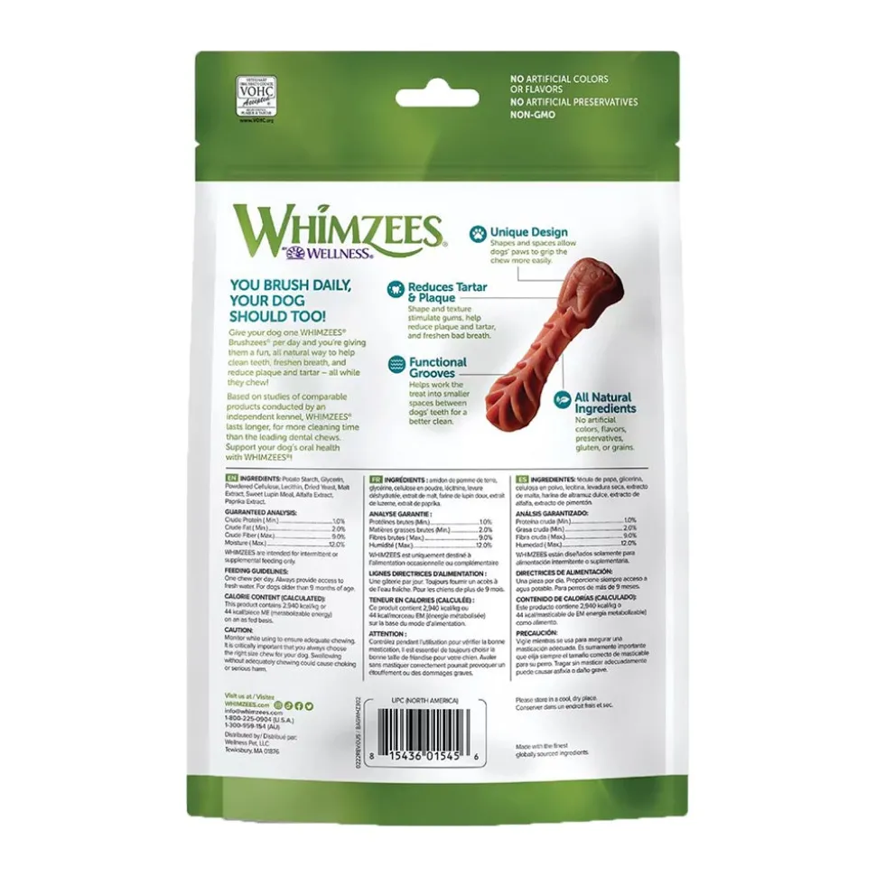 Whimzees Brushzees Natural Dental Dog Treats Small 24 Count 12.7-oz