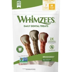 Whimzees Brushzees Natural Dental Dog Treats Medium 7 Count 7.4-oz