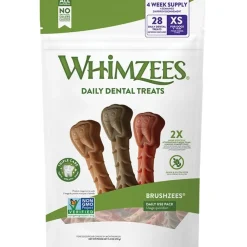 Whimzees Brushzees Natural Dental Dog Treats Extra Small 28 Count 7.4-oz