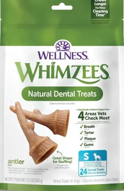 Whimzees Occupy Antler Natural Dental Dog Treats Small 24 Count 12.7-oz
