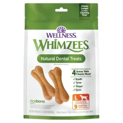 Whimzees Ricebone Natural Dental Dog Treats Large 9 Count 1.2-lb