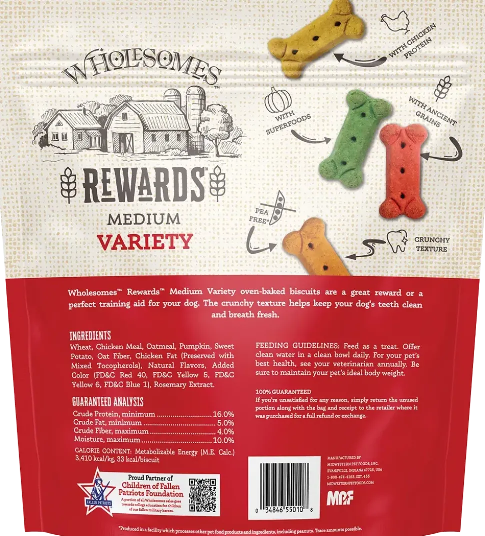 Wholesomes Rewards Medium Variety Biscuit Oven-Baked Dog Treats Chicken 3-lb