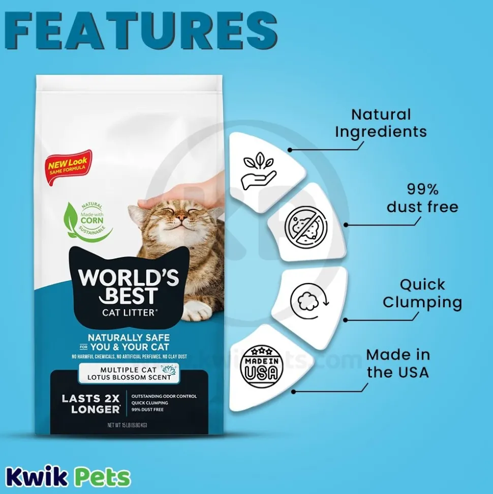 World's Best Cat Litter Multiple Cat Lotus Blossom Scented Formula 15-lb