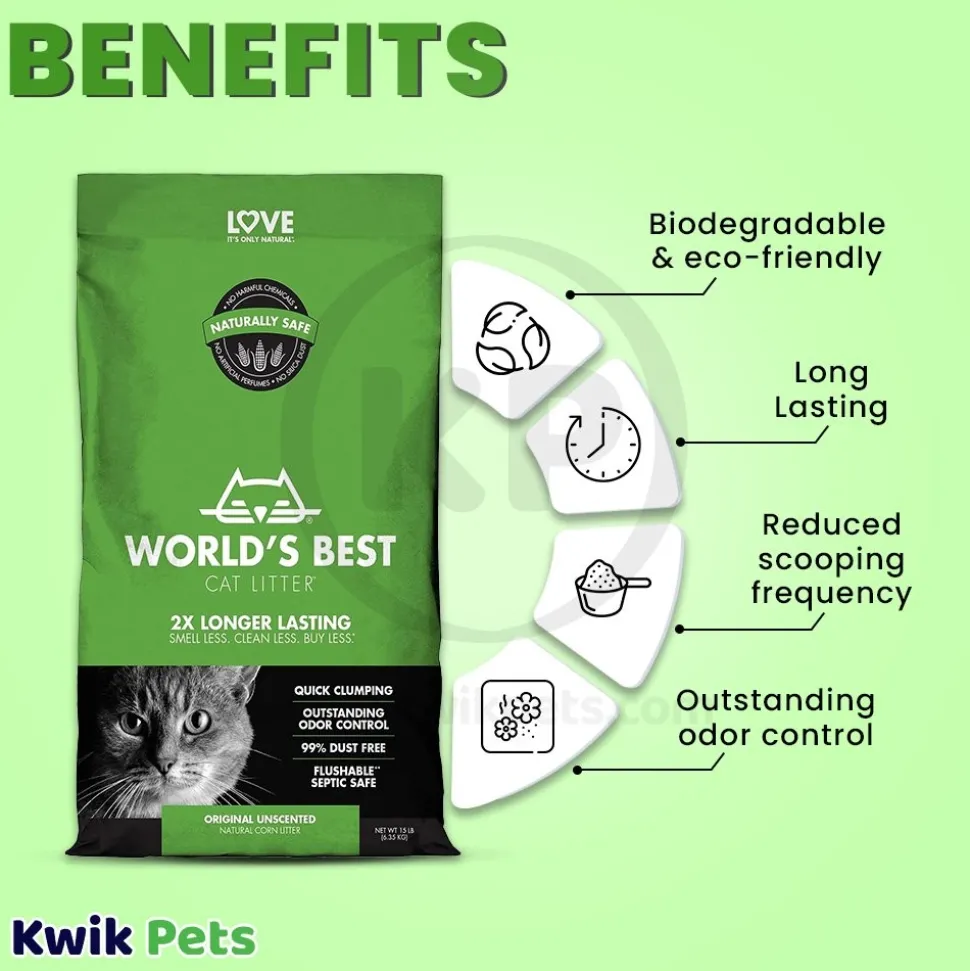 World's Best Cat Litter Original Unscented Formula 15-lb