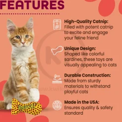 Yeowww! Stinkies Sardines Catnip Cat Toy Yellow & Red 3-in