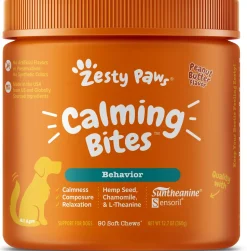 Zesty Paws Calming Bites Composure & Relaxation Soft Chews for Dogs Peanut Butter 90 Count 11.1-oz
