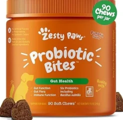 Zesty Paws Probiotic Bites Digestive Health Soft Chews for Dogs Pumpkin 90 Count 11.1-oz