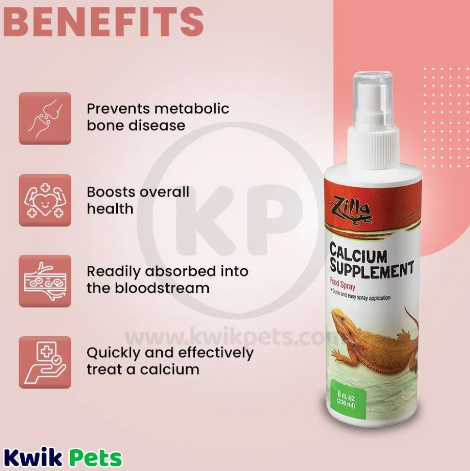 Zilla Calcium Food Spray Reptile Supplement 8-oz
