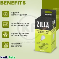 Zilla Day White Light Incandescent Bulb 100W