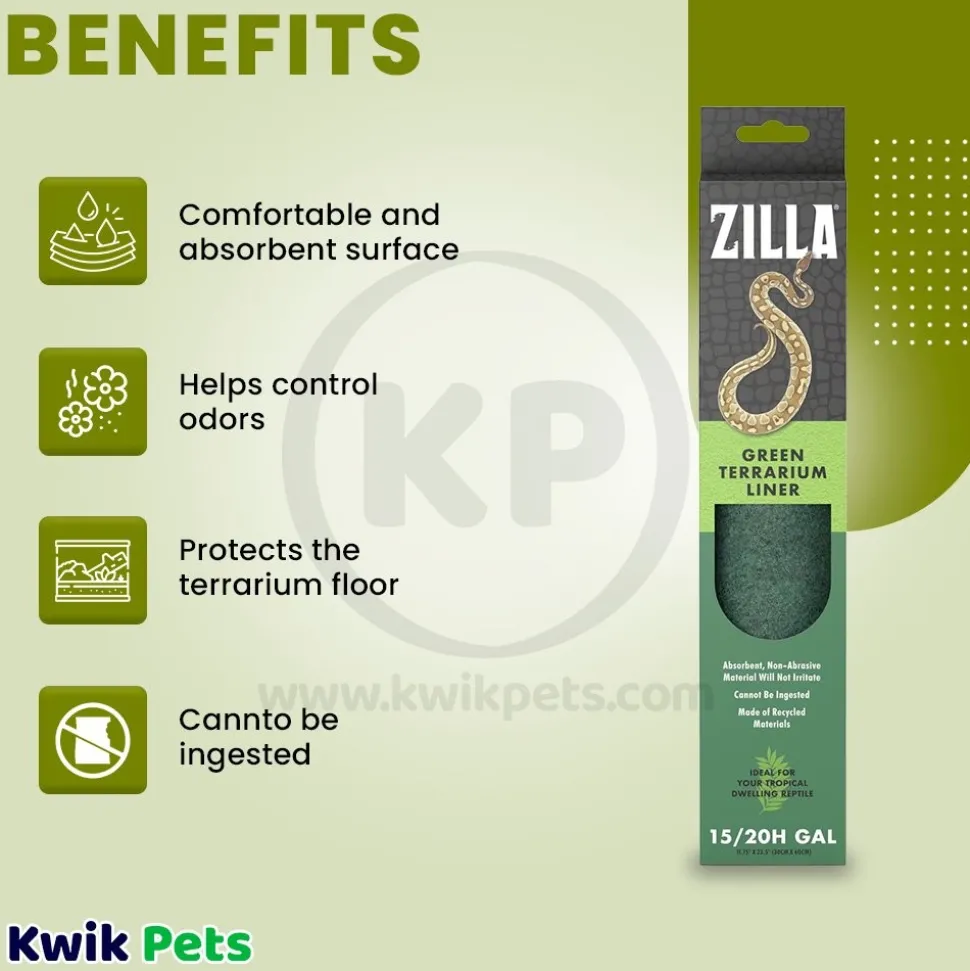 Zilla Reptile Terrarium Liners Green 15/20H/30X gal