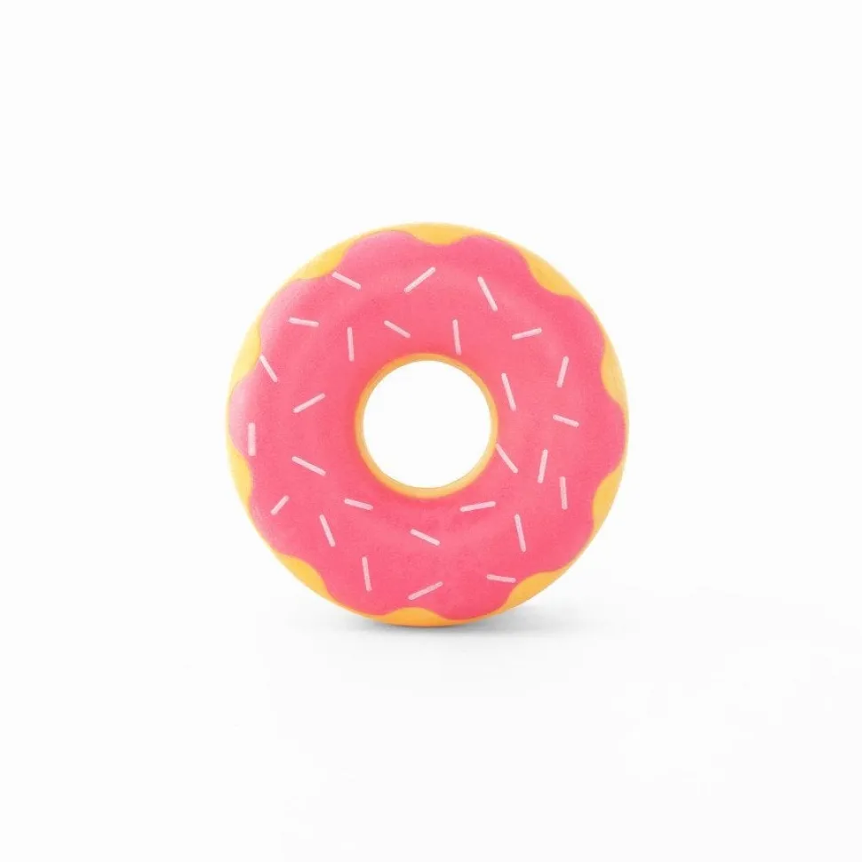 ZippyPaws ZippyTuff Donutz Squeaky Rubber Dog Toy Strawberry Small
