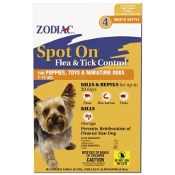 Zodiac Spot On Flea & Tick Control Puppies, Toys & Miniature Dogs 7-15 lbs 4 Count