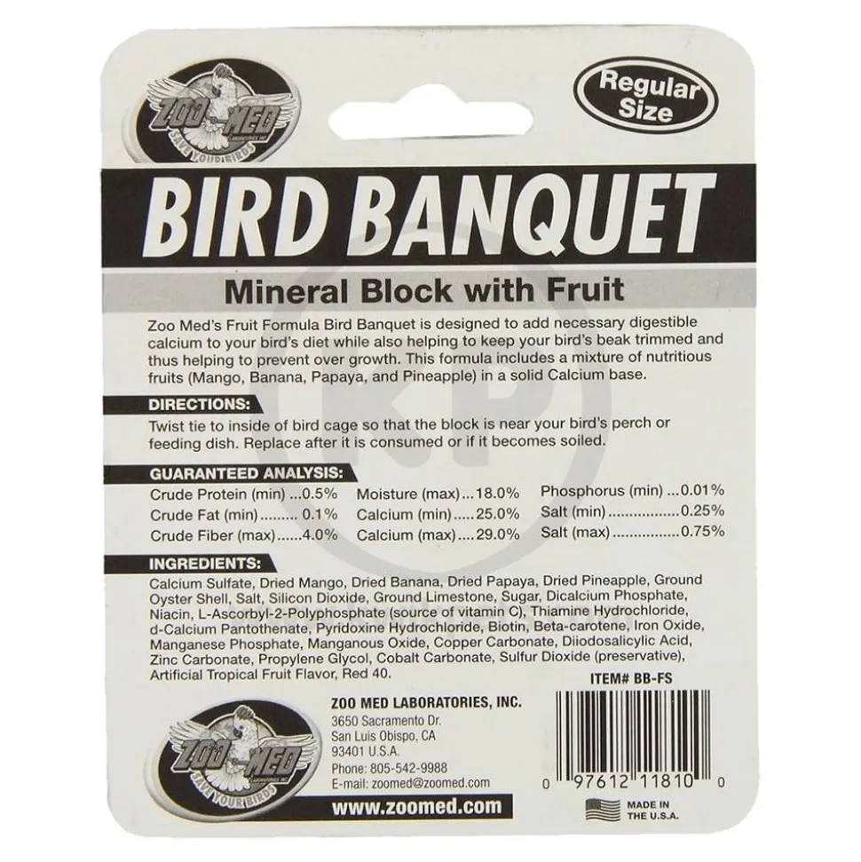 Zoo Med Bird Banquet Fruit Formula Mineral Block Pink Small 1-oz