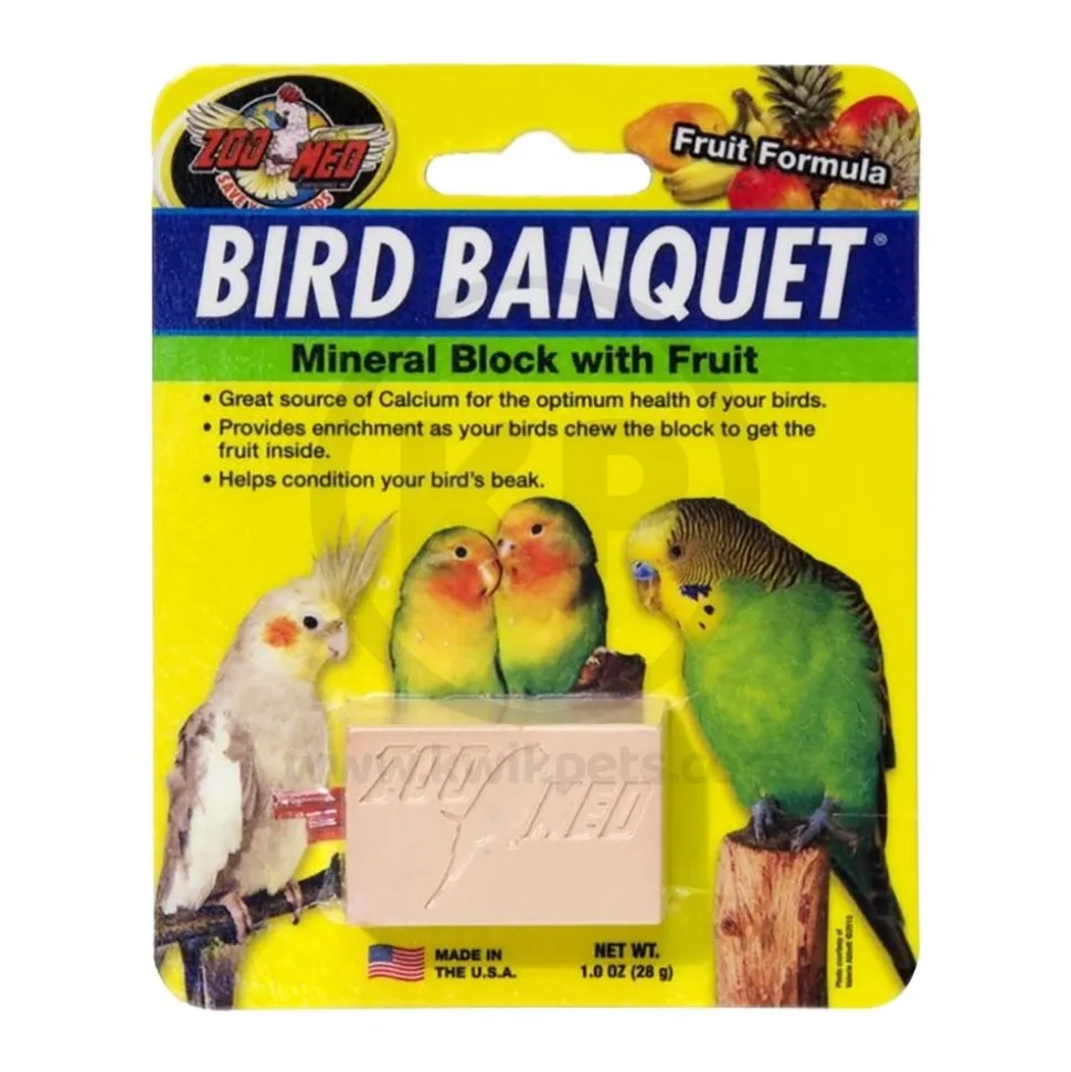 Zoo Med Bird Banquet Fruit Formula Mineral Block Pink Small 1-oz
