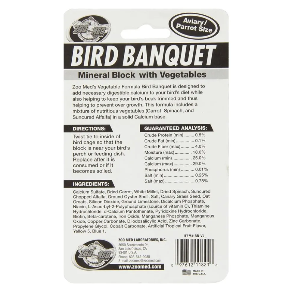 Zoo Med Bird Banquet Vegetable Formula Mineral Block Green Large 5-oz