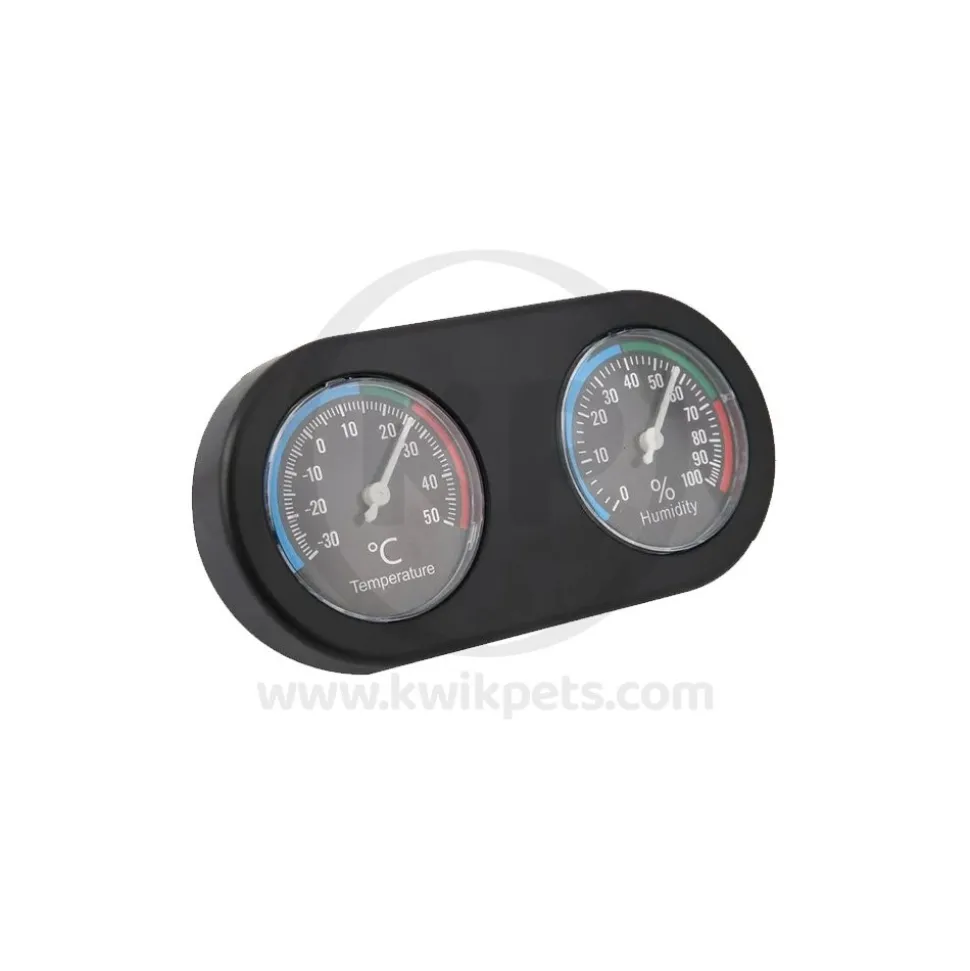 Zoo Med Dual Analog Terrarium Thermometer & Humidity Gauge Black