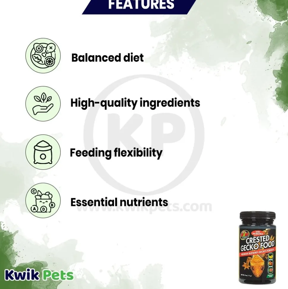 Zoo Med Premium Blended Tropical Fruit Flavor Crested Gecko Dry Food 4-oz